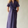 Clothing CARON CALLAHAN | Jocelyn Dress | Cerulean Puckered Plaid