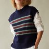 Clothing CARON CALLAHAN | Dana Vest | Navy Stripe Mohair