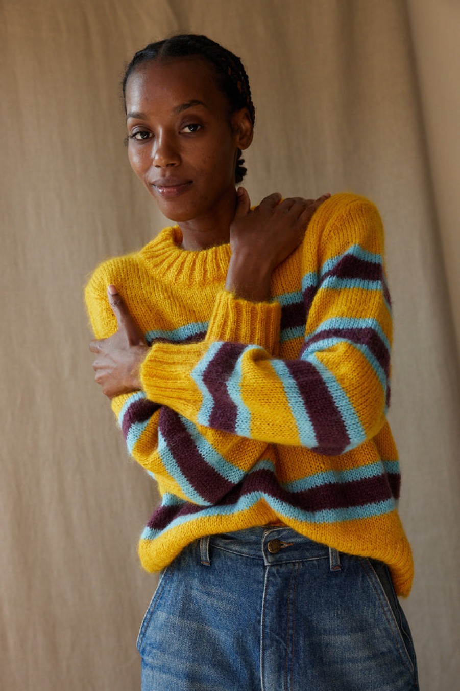 Clothing CARON CALLAHAN | Fletcher Sweater | Canary Stripe Mohair