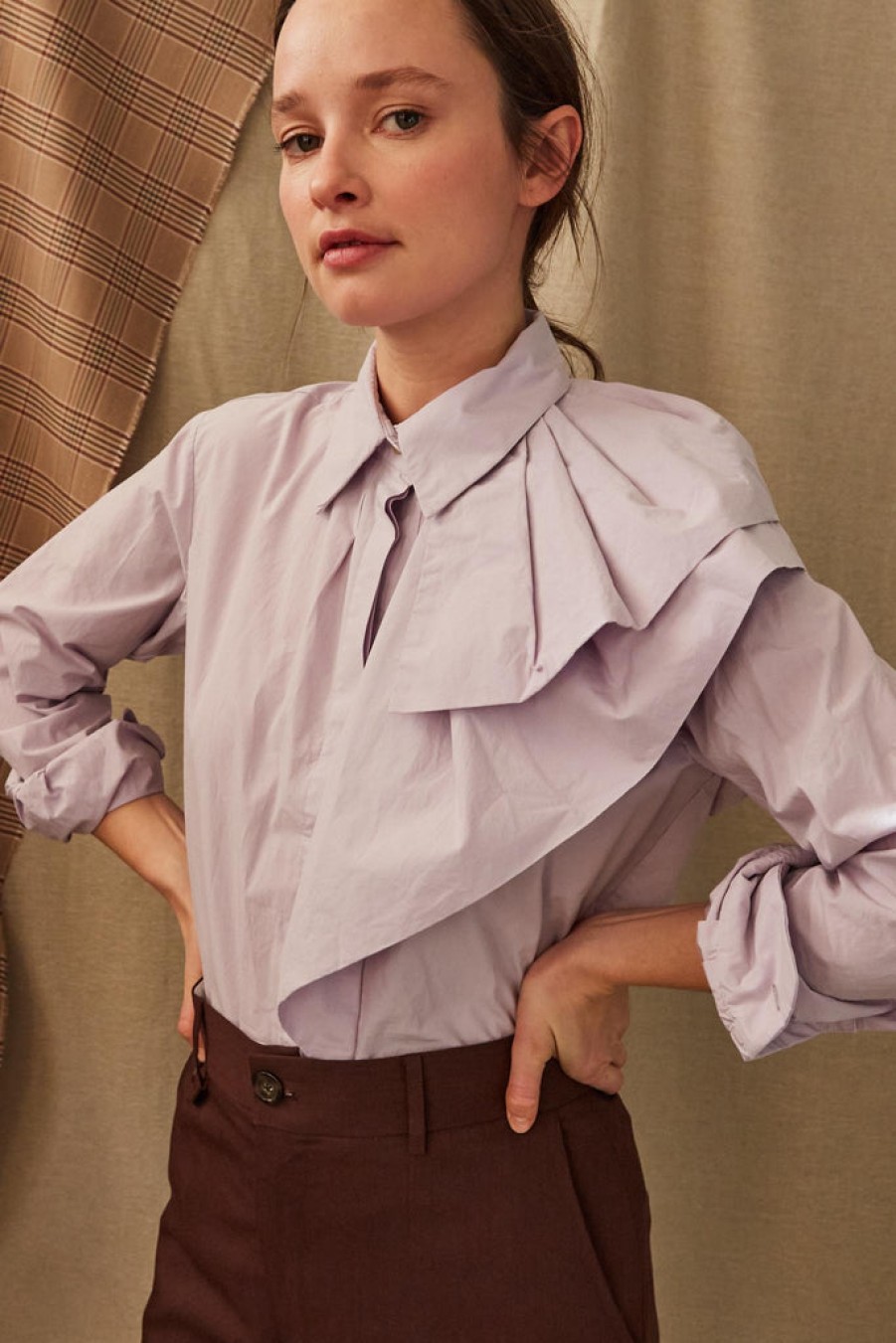 Clothing CARON CALLAHAN | Nadine Blouse | Lilac Poplin