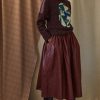 Clothing CARON CALLAHAN | Charlie Skirt | Chocolate Shiny Cotton Poplin