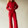 Clothing CARON CALLAHAN | Fincher Jumpsuit | Scarlet Herringbone Twill