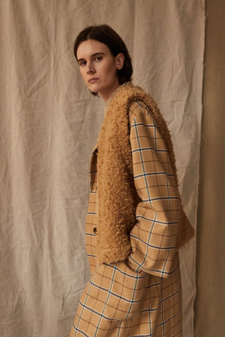 Clothing CARON CALLAHAN | Danny Vest | Tan Mohair Boucle