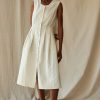 Clothing CARON CALLAHAN | Cora Dress | Cream Silk Cotton