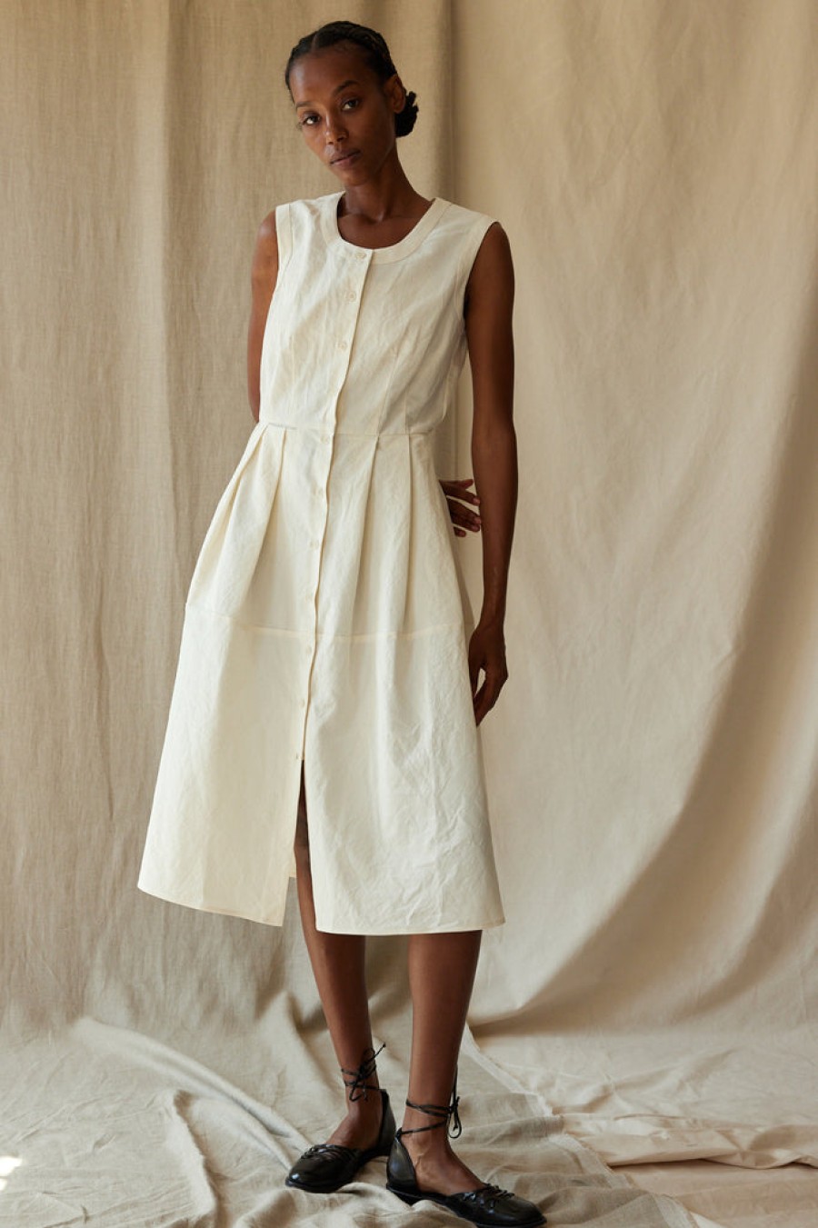 Clothing CARON CALLAHAN | Cora Dress | Cream Silk Cotton • Ilipncheap