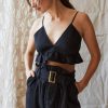 Clothing CARON CALLAHAN | Renee Bralette | Black Cotton Linen