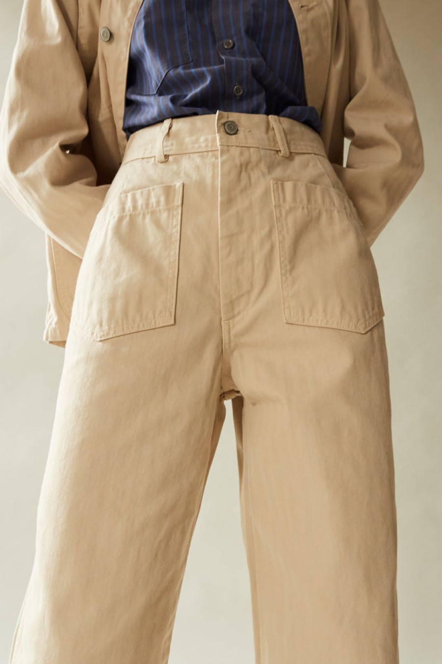 Clothing CARON CALLAHAN | Steirman Pant | Ecru Herringbone Twill