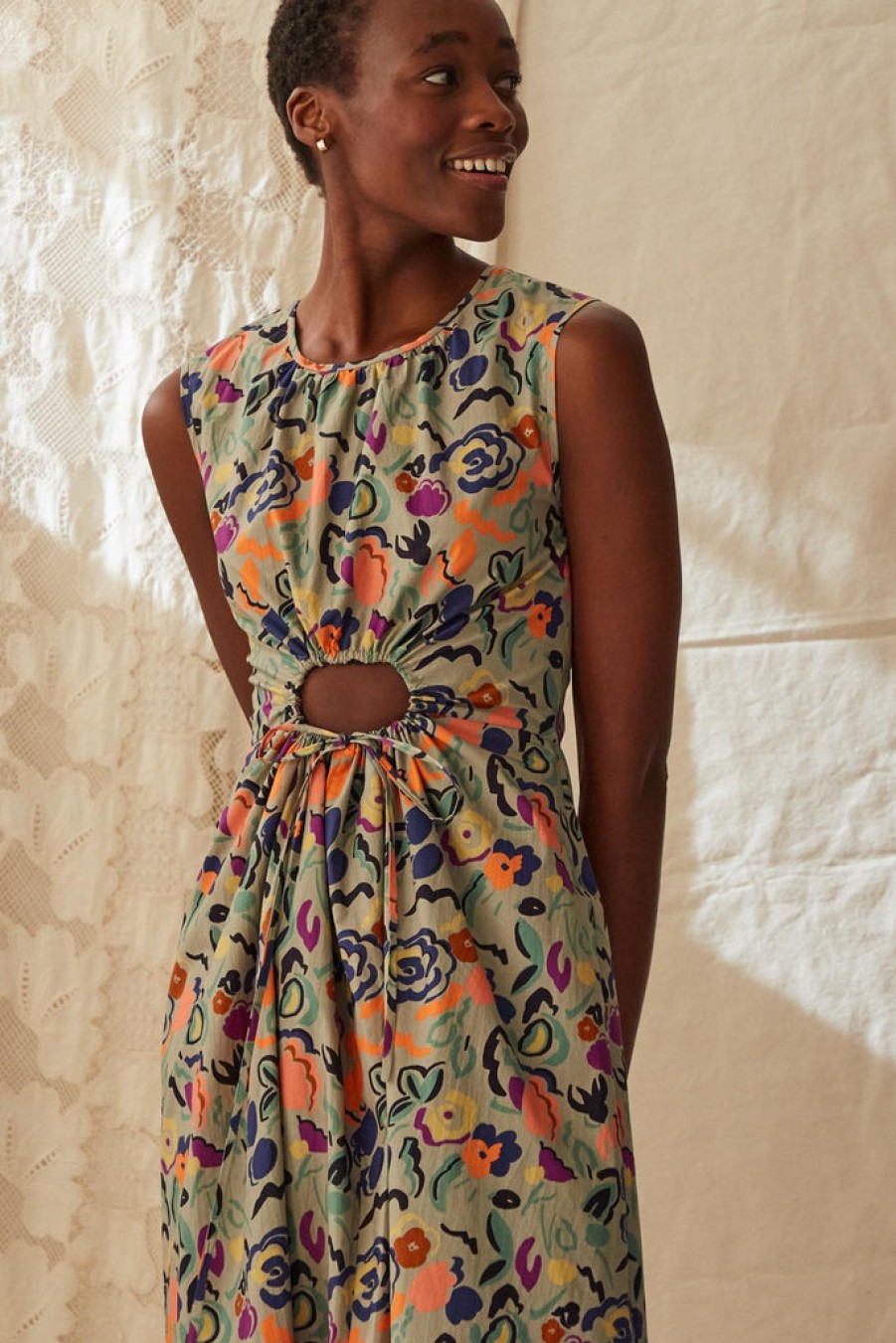 Clothing CARON CALLAHAN | Roxanne Dress | Graphic Floral Poplin